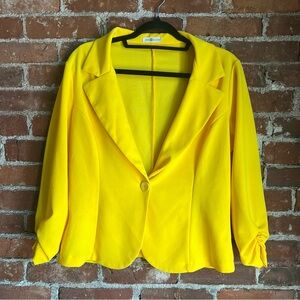 Yellow Single-Button Blazer Jacket